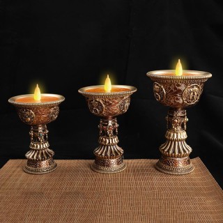 新款佛教祥云电子酥油供灯佛前供奉油灯3D火苗锂电池充电佛灯批发