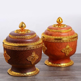 新款藏式佛教用品八宝祥瑞盒藏族干果供品谷物糌粑收纳盒厂家批发