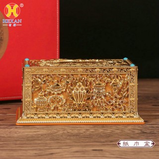 厂家特价藏式密宗佛教八吉祥纸巾收纳盒客厅餐厅车载小号抽纸巾盒