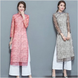 实拍复古名媛气质春装时尚连衣裙雪纺阔腿裤套装两件套春季女