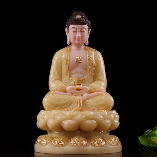 黄玉金镶玉释迦摩尼佛像阿弥陀佛药师佛三宝佛娑婆三圣