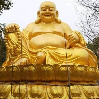学龙佛像 大肚佛纯铜彩铜弥勒佛招财平安寺庙大型工艺钢雕