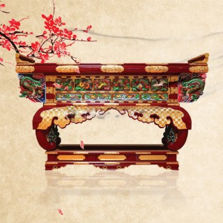  文新佛具  六鸟供桌 纯手工实木制作钢琴烤漆手工金具饰品手工彩绘24K贴金