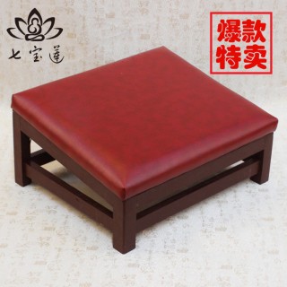 礼佛拜垫实木四脚皮拜垫拜佛垫跪垫方形皮拜椅佛垫拜佛凳 