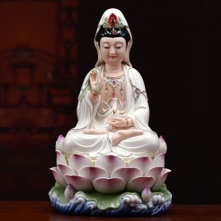 观音佛像供奉家用 陶瓷佛像居家供奉开光观世音菩萨 顺丰包邮 