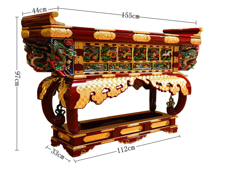  文新佛具  六鸟供桌 纯手工实木制作钢琴烤漆手工金具饰品手工彩绘24K贴金