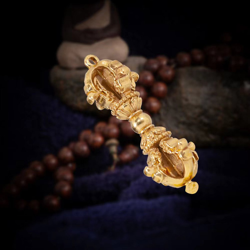 藏传摆件三面普巴金刚杵金刚橛仿古纯铜普巴杵