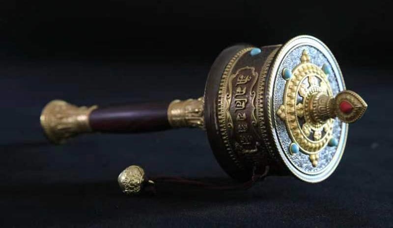 西藏藏式转经桶小号转经轮手摇转经筒家用六字真言双轴