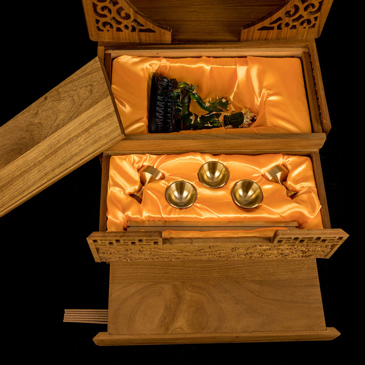 金丝柚原木折叠便携开合佛龛无漆榫卯神龛牌位佛像水盏酥油灯供桌