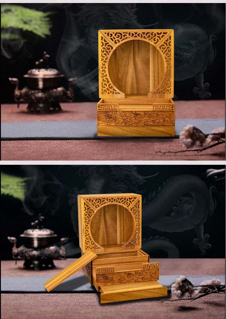 金丝柚原木折叠便携开合佛龛无漆榫卯神龛牌位佛像水盏酥油灯供桌