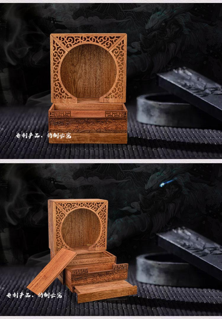 黑胡桃原木折叠便携开合佛龛无漆榫卯神龛牌位佛像水盏酥油灯供桌