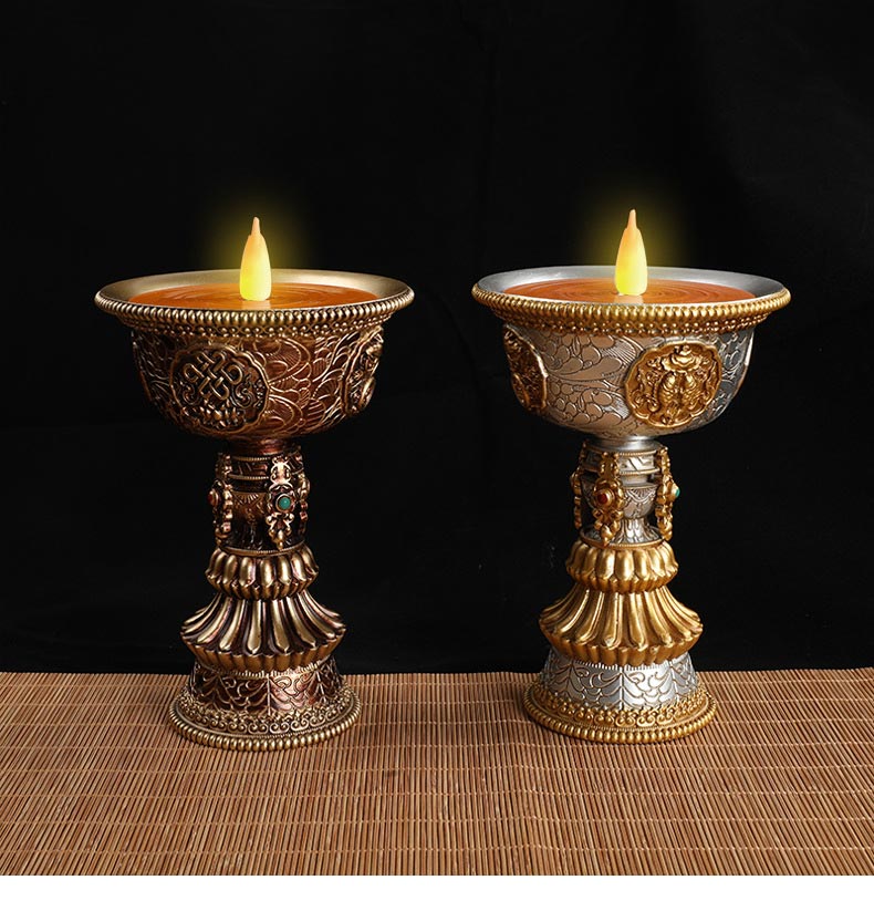 新款佛教祥云电子酥油供灯佛前供奉油灯3D火苗锂电池充电佛灯批发