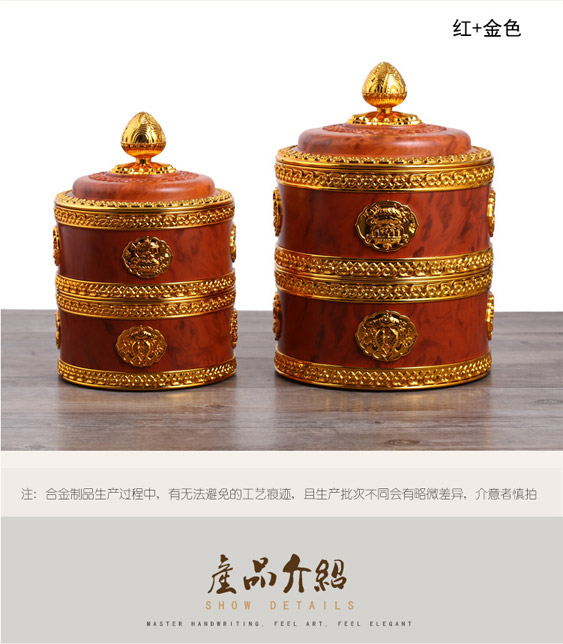新品藏式糌粑盒藏族谷物供品收纳佛教八吉祥双层吉祥盒不锈钢内胆