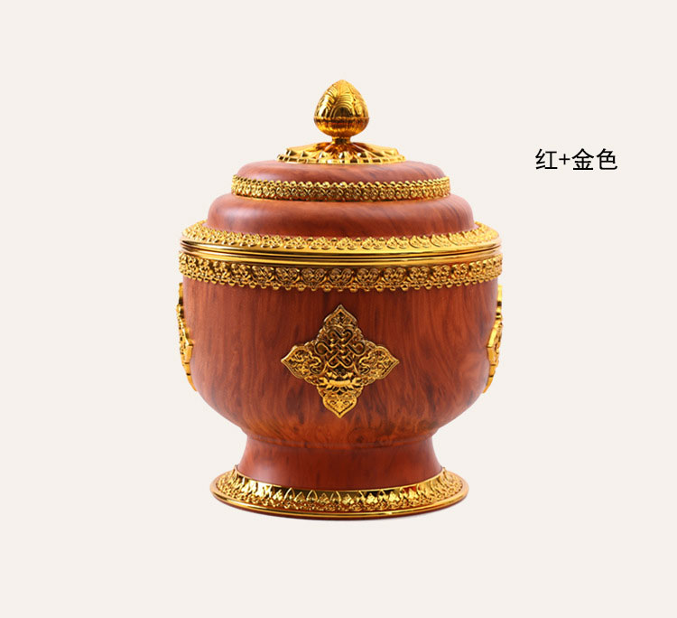 新款藏式佛教用品八宝祥瑞盒藏族干果供品谷物糌粑收纳盒厂家批发