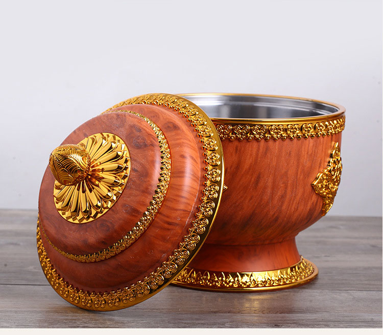 新款藏式佛教用品八宝祥瑞盒藏族干果供品谷物糌粑收纳盒厂家批发