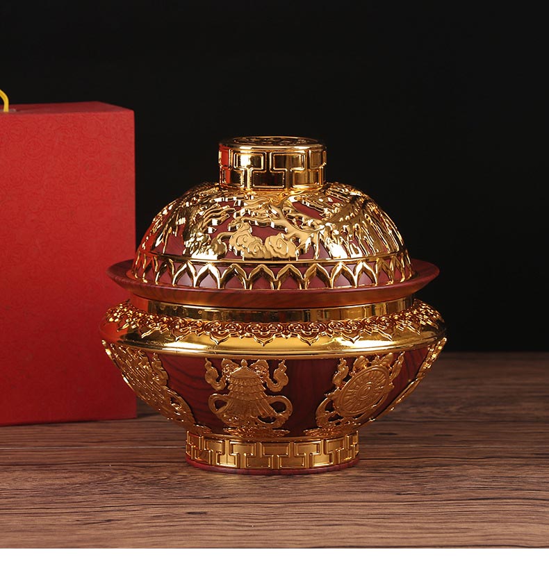 厂家批发祥云干果盒供佛五谷米盒佛堂佛教供品盒藏式八吉祥糌粑盒