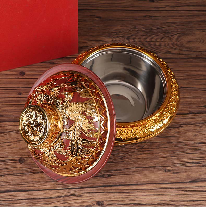 厂家批发祥云干果盒供佛五谷米盒佛堂佛教供品盒藏式八吉祥糌粑盒