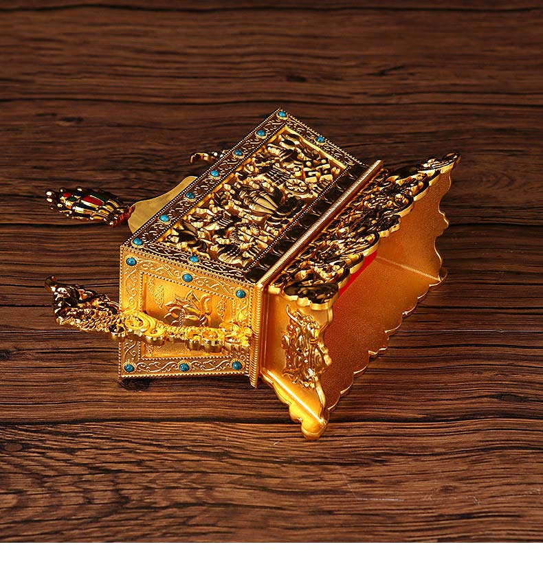 批发藏传佛教用品佛堂供佛摆件双色金八吉祥五谷盒供品盒厂家特价