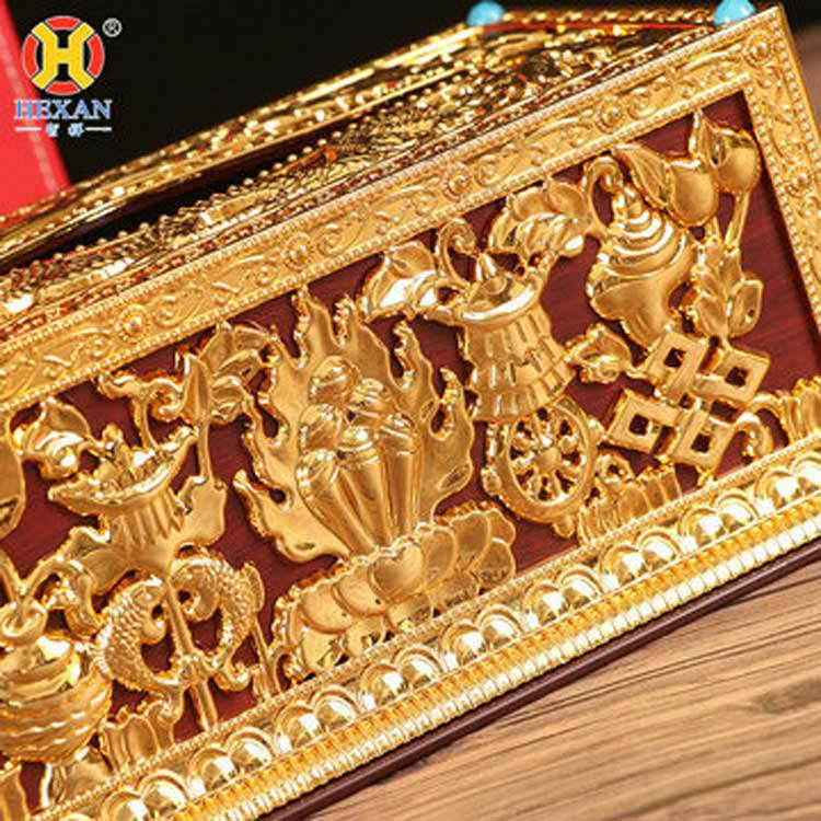 厂家特价藏式密宗佛教八吉祥纸巾收纳盒客厅餐厅车载小号抽纸巾盒