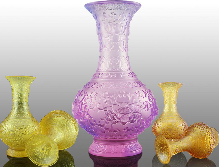 锋明琉璃  净莲花瓶