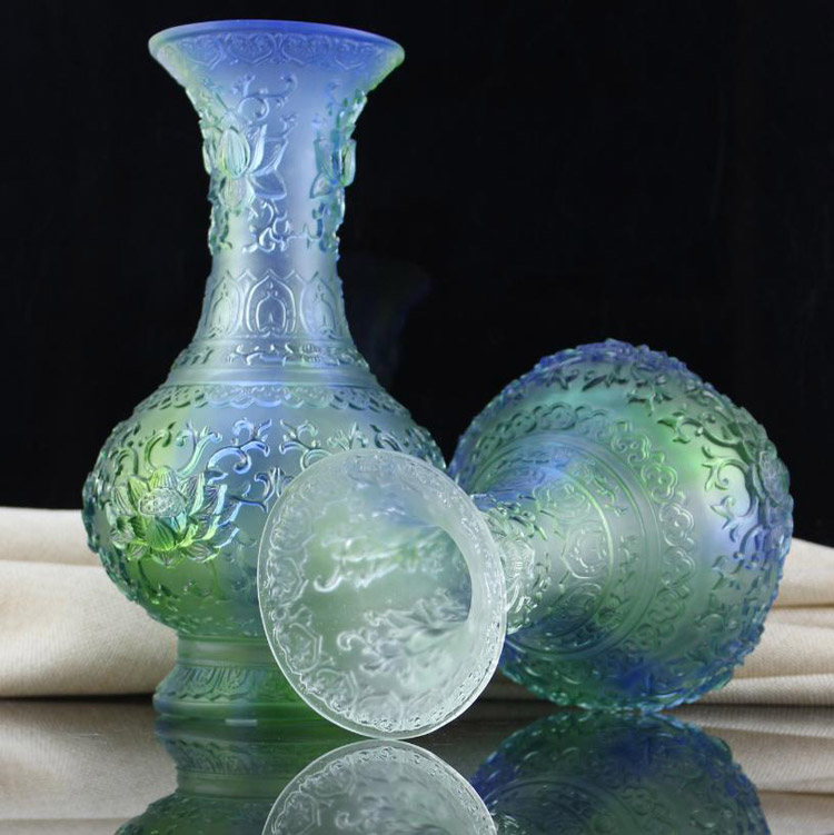 锋明琉璃  净莲花瓶