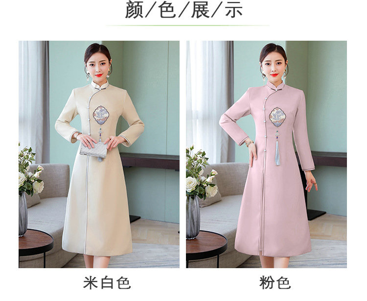 冬装新款改良优雅复古中国风文艺加厚毛呢旗袍裙