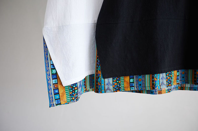 新夏装中国风棉麻短袖t恤复古花短袖V领拼色男式上衣宽松休闲汉服