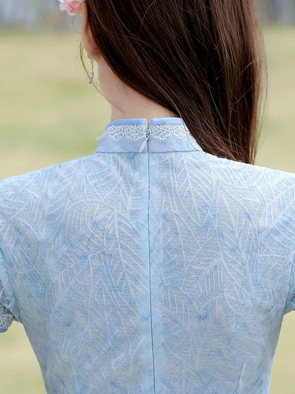 新款复古年轻款少女小清新甜美改良蕾丝连衣裙夏季