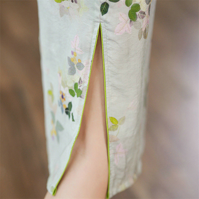 新款年轻款日常连衣裙绿色高端气质长旗袍