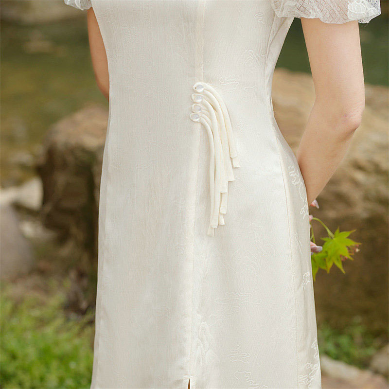 新款少女小个子短款旗袍连衣裙泡泡袖优雅时尚日常旗袍