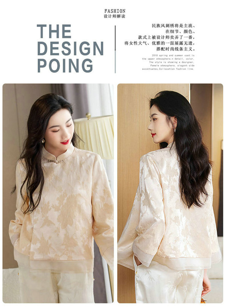 复古斜襟盘扣民族风日常款上衣外套茶服