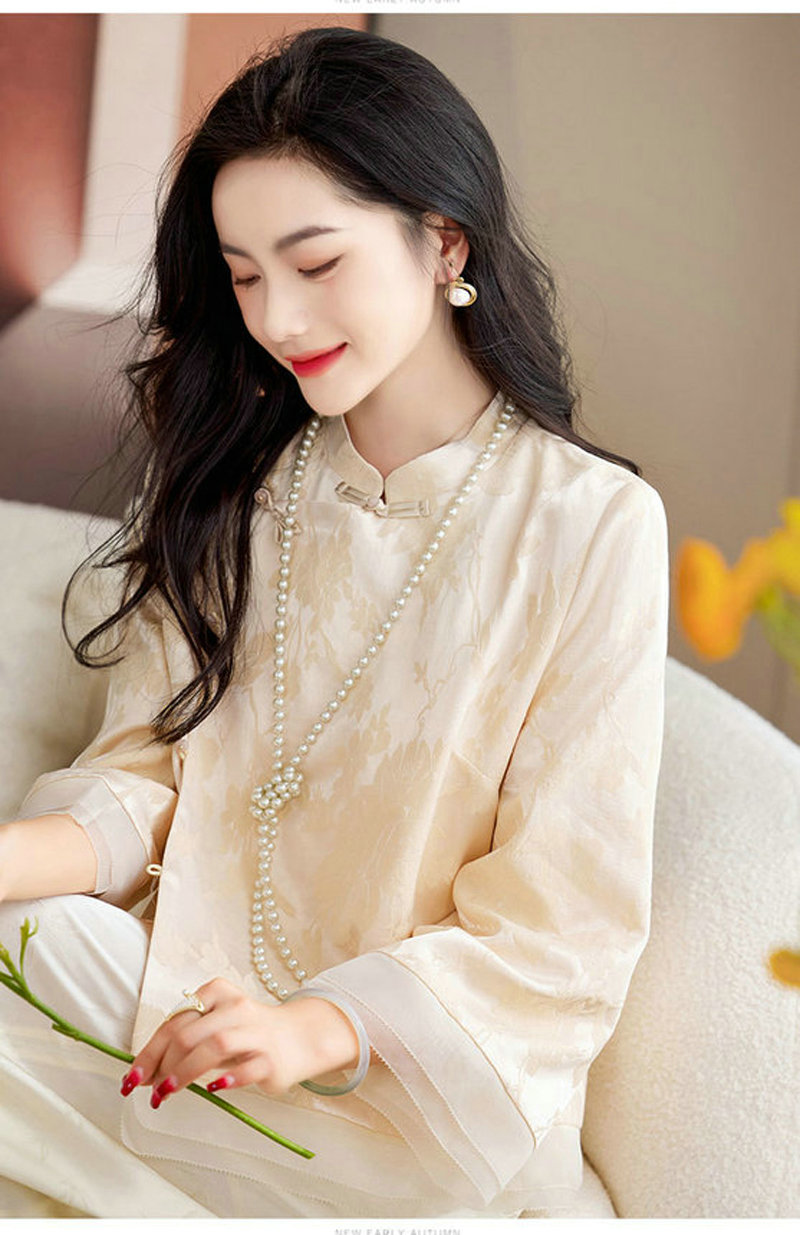 复古斜襟盘扣民族风日常款上衣外套茶服