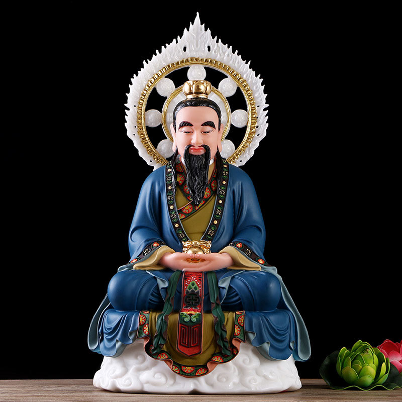 汉白玉石雕三清祖师神像摆件家用太上老君道德天尊道教三清道祖像 