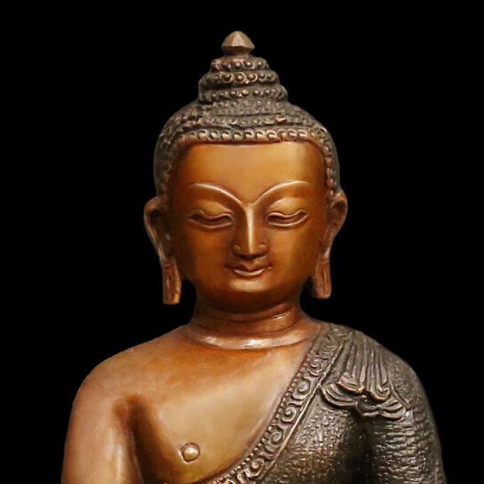 尼泊尔铜五方佛复古铜佛像蜜宗摆件7寸佛像5个一套