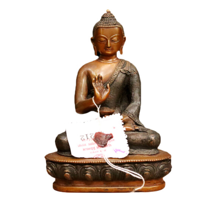 尼泊尔铜五方佛复古铜佛像蜜宗摆件7寸佛像5个一套