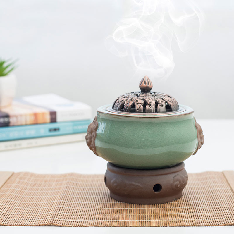 定时调温电子熏香炉陶瓷精油灯木屑粉醋家用室内插电檀沉小品香炉 