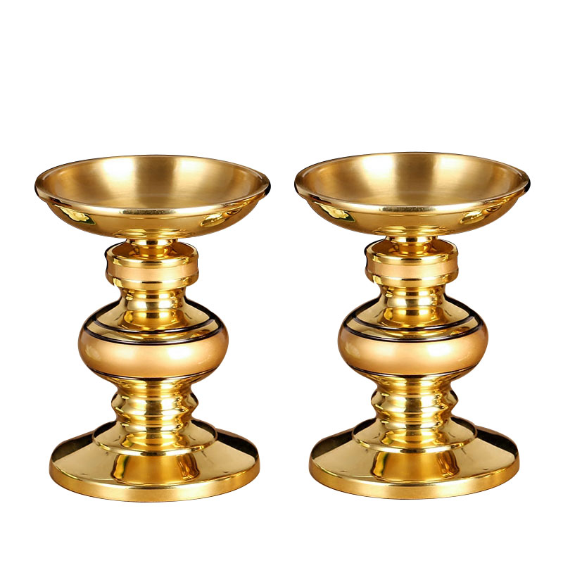 纯铜酥油灯座供佛烛台中式蜡烛底座佛前供灯家用供奉供具 