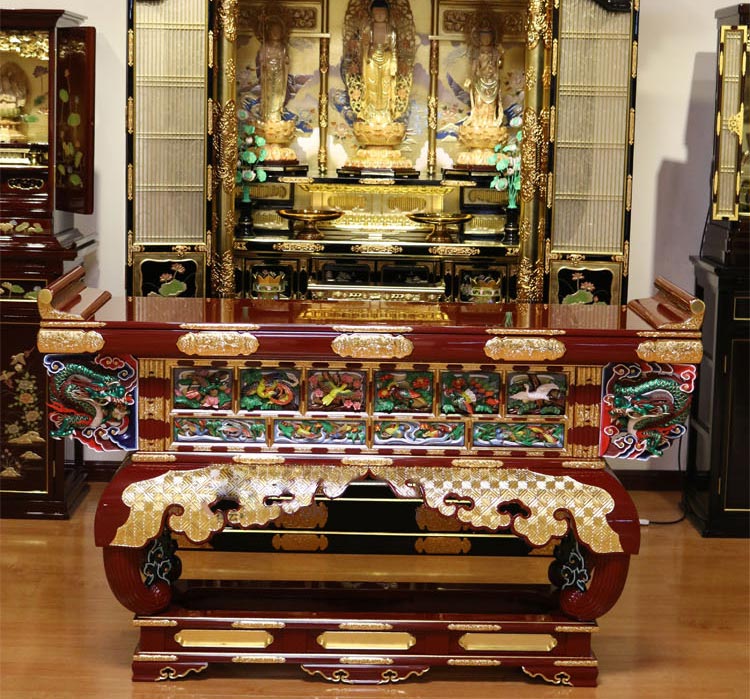  文新佛具  六鸟供桌 纯手工实木制作钢琴烤漆手工金具饰品手工彩绘24K贴金