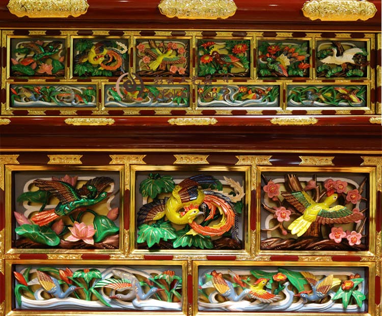  文新佛具  六鸟供桌 纯手工实木制作钢琴烤漆手工金具饰品手工彩绘24K贴金