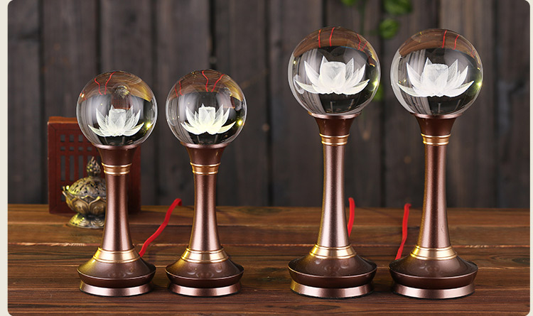 莲花灯佛前灯长明灯佛供灯佛灯结缘LED供佛灯水晶球七彩莲花宝灯 