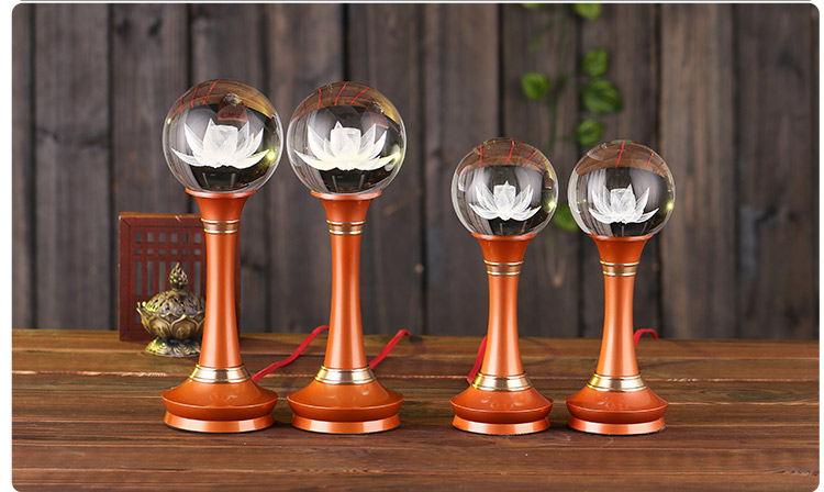 莲花灯佛前灯长明灯佛供灯佛灯结缘LED供佛灯水晶球七彩莲花宝灯 