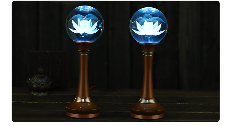 莲花灯佛前灯长明灯佛供灯佛灯结缘LED供佛灯水晶球七彩莲花宝灯 