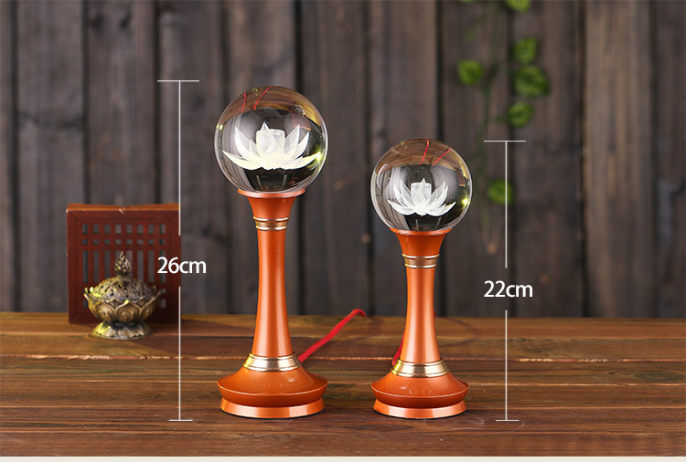 莲花灯佛前灯长明灯佛供灯佛灯结缘LED供佛灯水晶球七彩莲花宝灯 