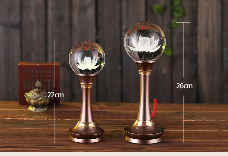 莲花灯佛前灯长明灯佛供灯佛灯结缘LED供佛灯水晶球七彩莲花宝灯 