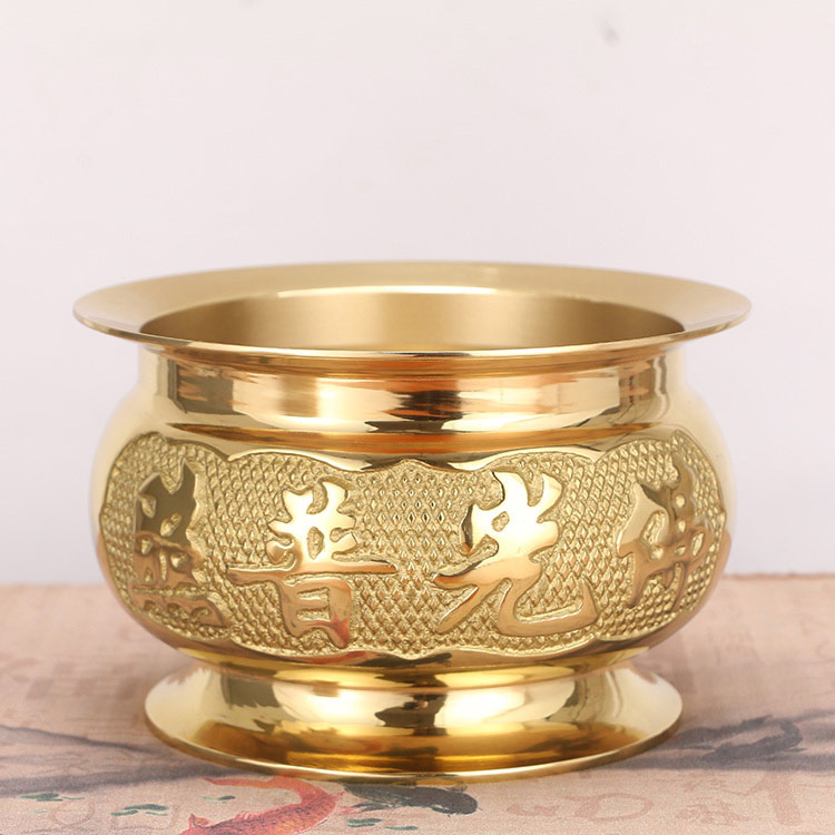 供佛香炉佛字心经炉佛堂供奉香薰炉香插立香盘香炉黄铜