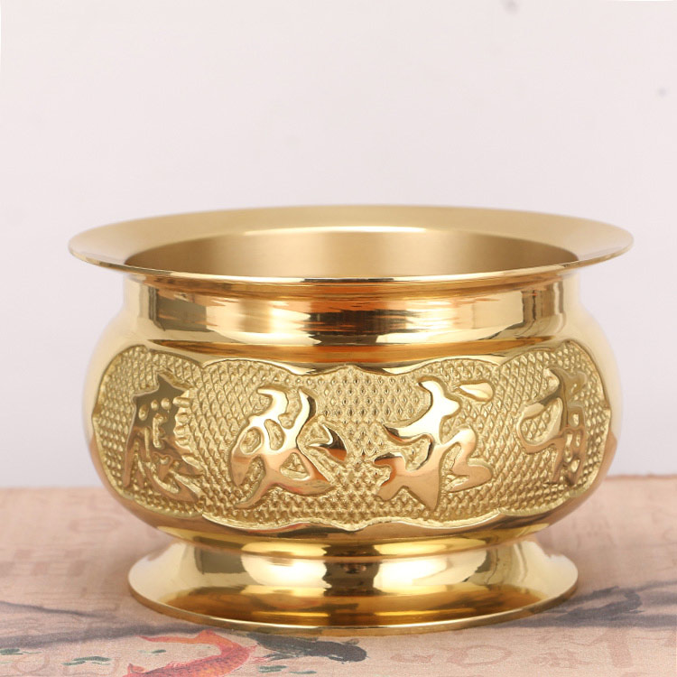 供佛香炉佛字心经炉佛堂供奉香薰炉香插立香盘香炉黄铜