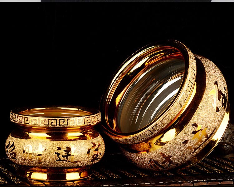 金色陶瓷香炉摆件大号烧香炉熏香炉家用居室用财神供奉