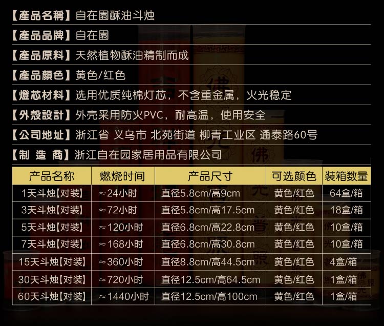 1/3/5/7/15天植物酥油斗烛酥油灯无烟环保供佛灯结婚红蜡烛 