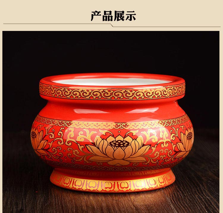 居室佛具陶瓷香炉 佛教用品佛堂香插供佛线香炉莲花心经 