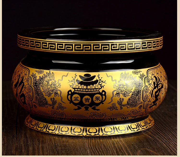 居室佛具陶瓷香炉 佛教用品佛堂香插供佛线香炉莲花心经 